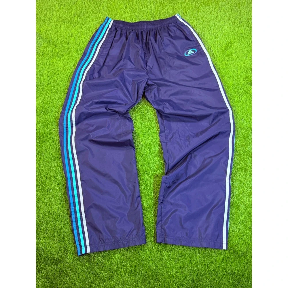 Adidas Vintage Track Pants Mens XL Purple Blue Stripes Windbreaker Joggers
